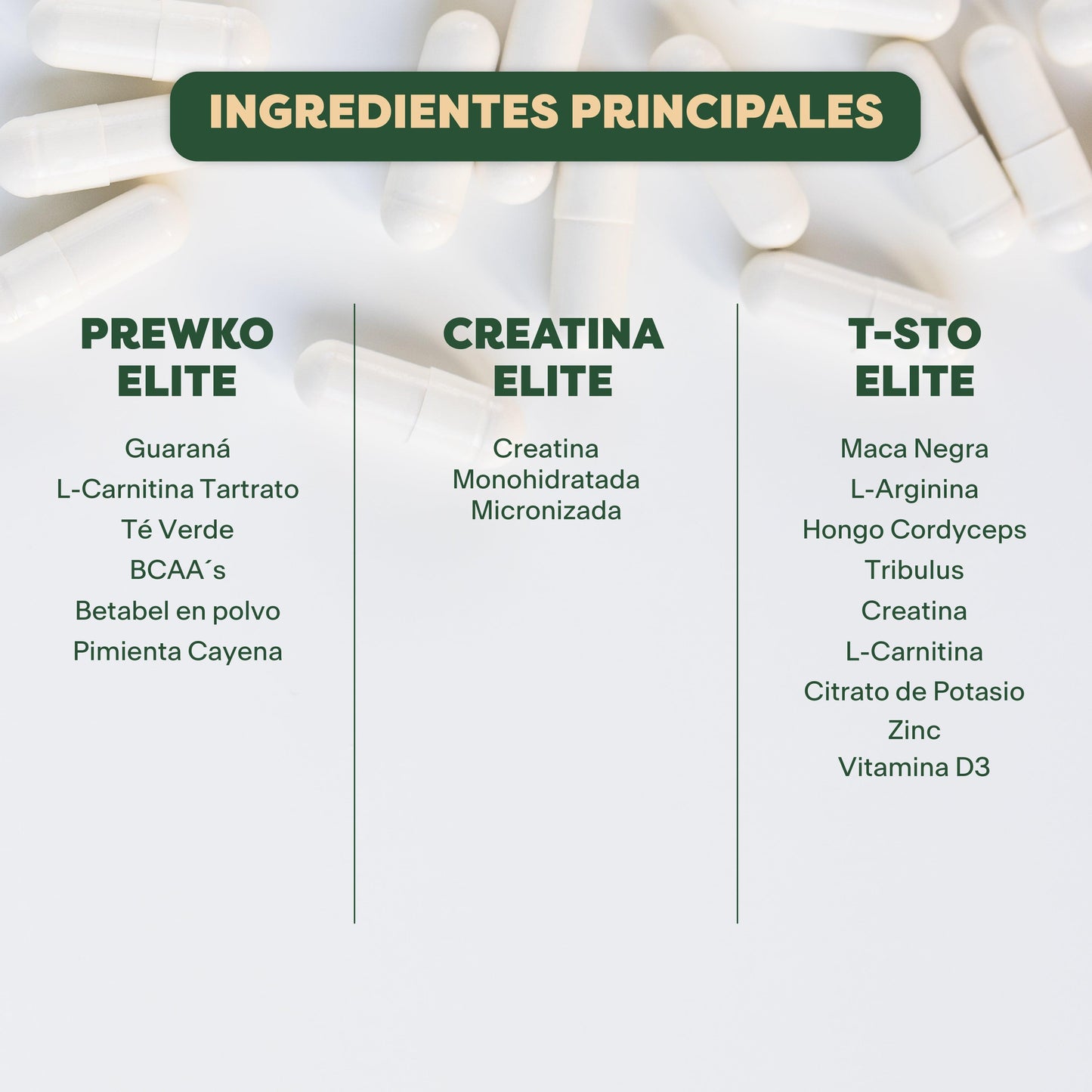 KIT ÉLITE PARA HOMBRE | CREATINA MONOHIDRATADA ELITE, PREWKO ELITE, T-STO ELITE | KIT MEN ELITE