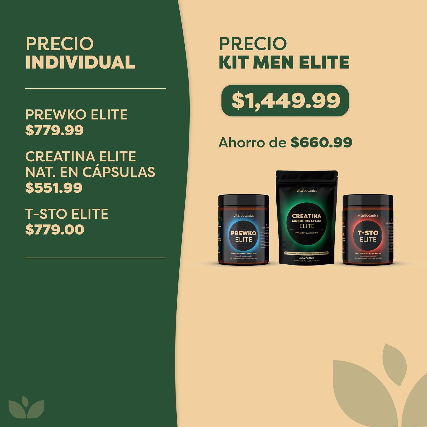 KIT ÉLITE PARA HOMBRE | CREATINA MONOHIDRATADA ELITE, PREWKO ELITE, T-STO ELITE | KIT MEN ELITE