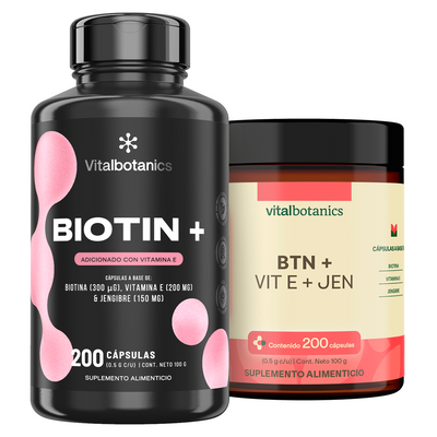 Biotin+ | Biotina con Vitamina E y Jengibre en Cápsulas