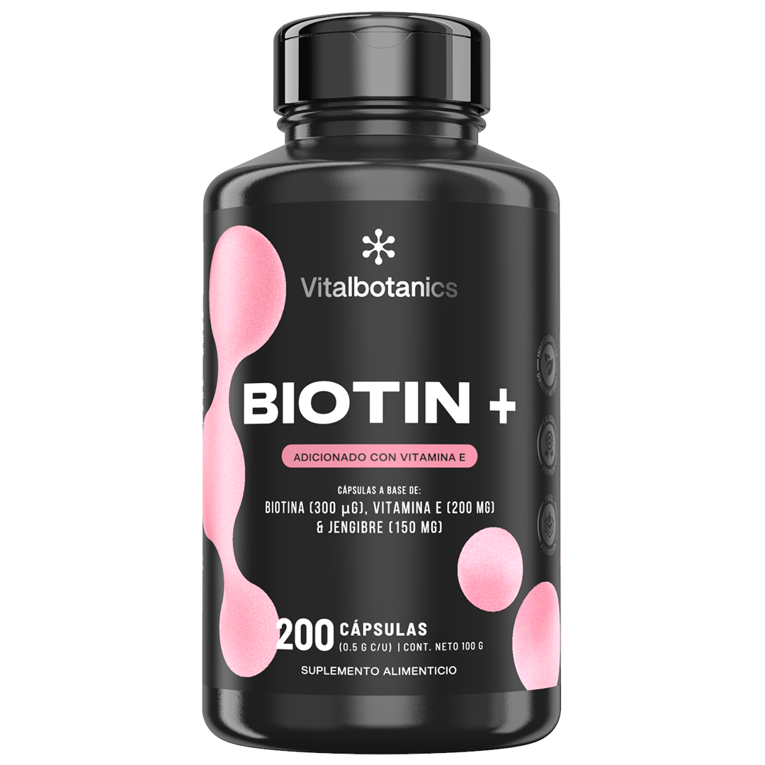 Biotin+ | Biotina con Vitamina E y Jengibre - Cabello, Piel y Uñas