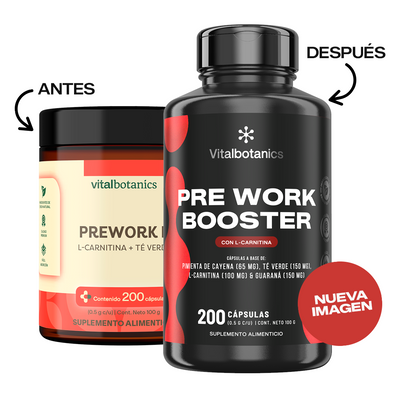Pre Work Booster | Guaraná, L-Carnitina y Té Verde en Cápsulas