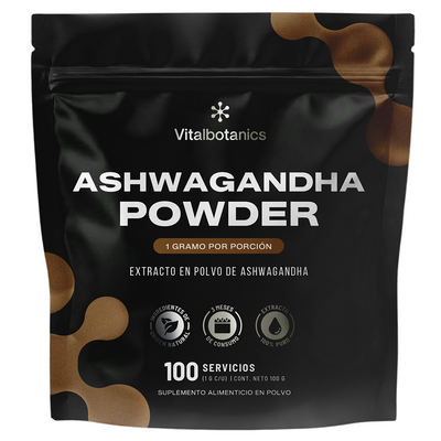 Ashwagandha Powder | Extracto Puro de Ashwagandha - 100 g en Polvo - VitalBotanics