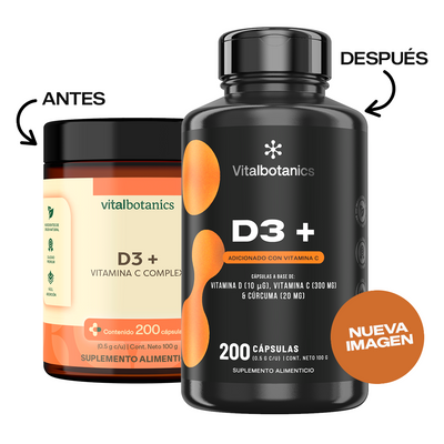 D3+ | Vitamina D3 con Vitamina C y Cúrcuma en Cápsulas