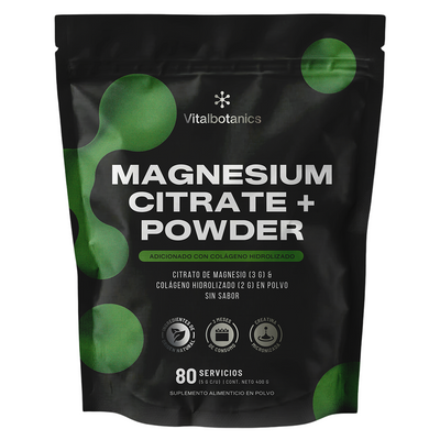Magnesium Citrate+ Powder Vitalbotanics – Citrato de Magnesio con Colágeno en polvo
