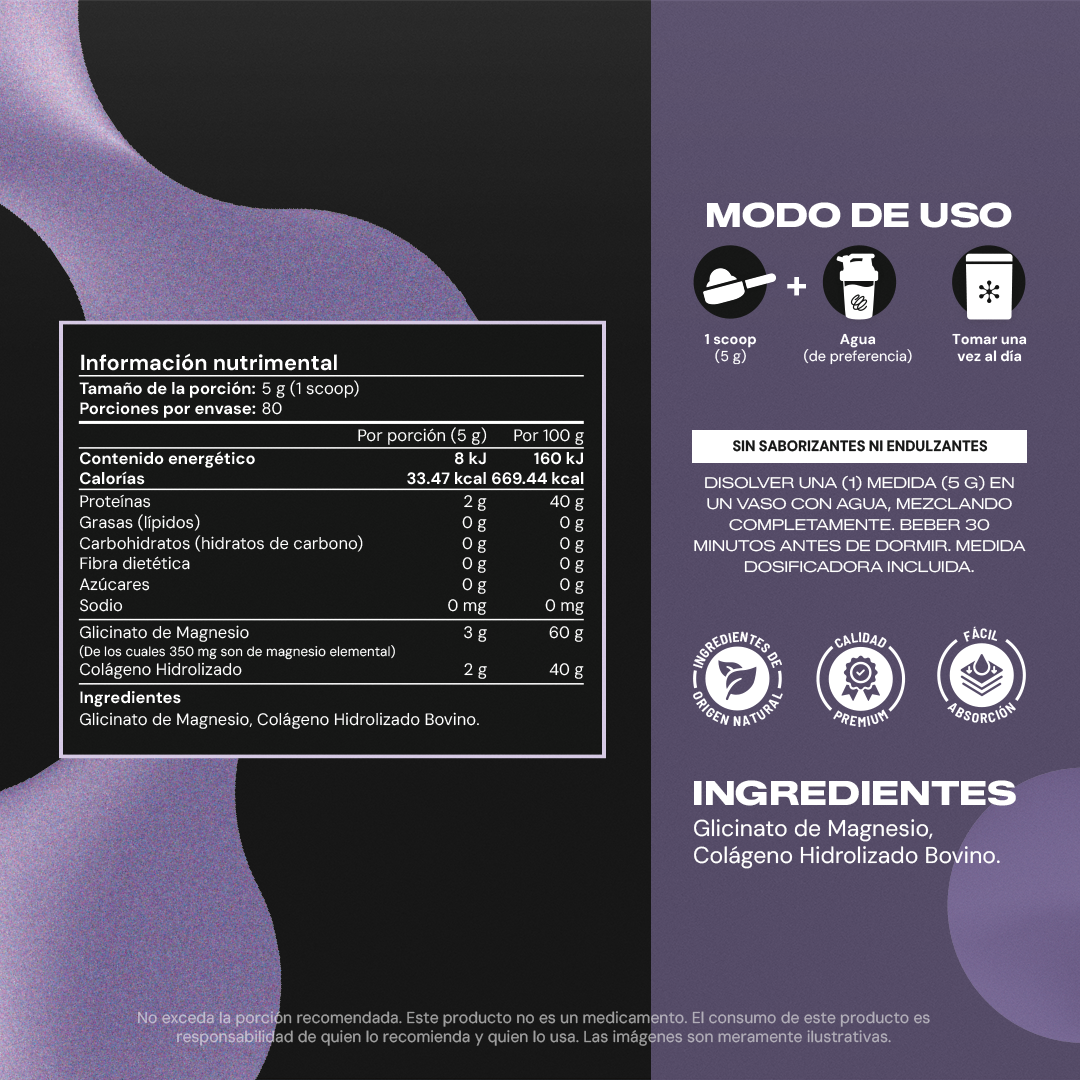 Magnesium Glycinate+ Powder | Glicinato de Magnesio con Colágeno