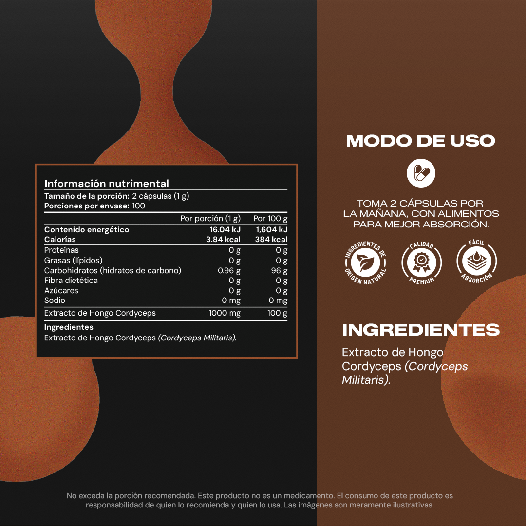 Cordyceps Pure | Extracto de Cordyceps - Energía Celular y Resistencia