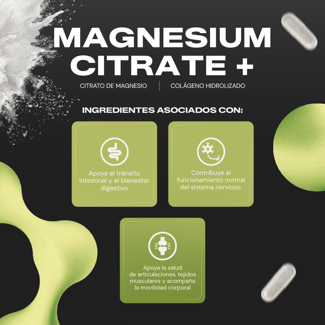 Ingredientes Magnesium Citrate+ Vitalbotanics – citrato de magnesio y colágeno natural
