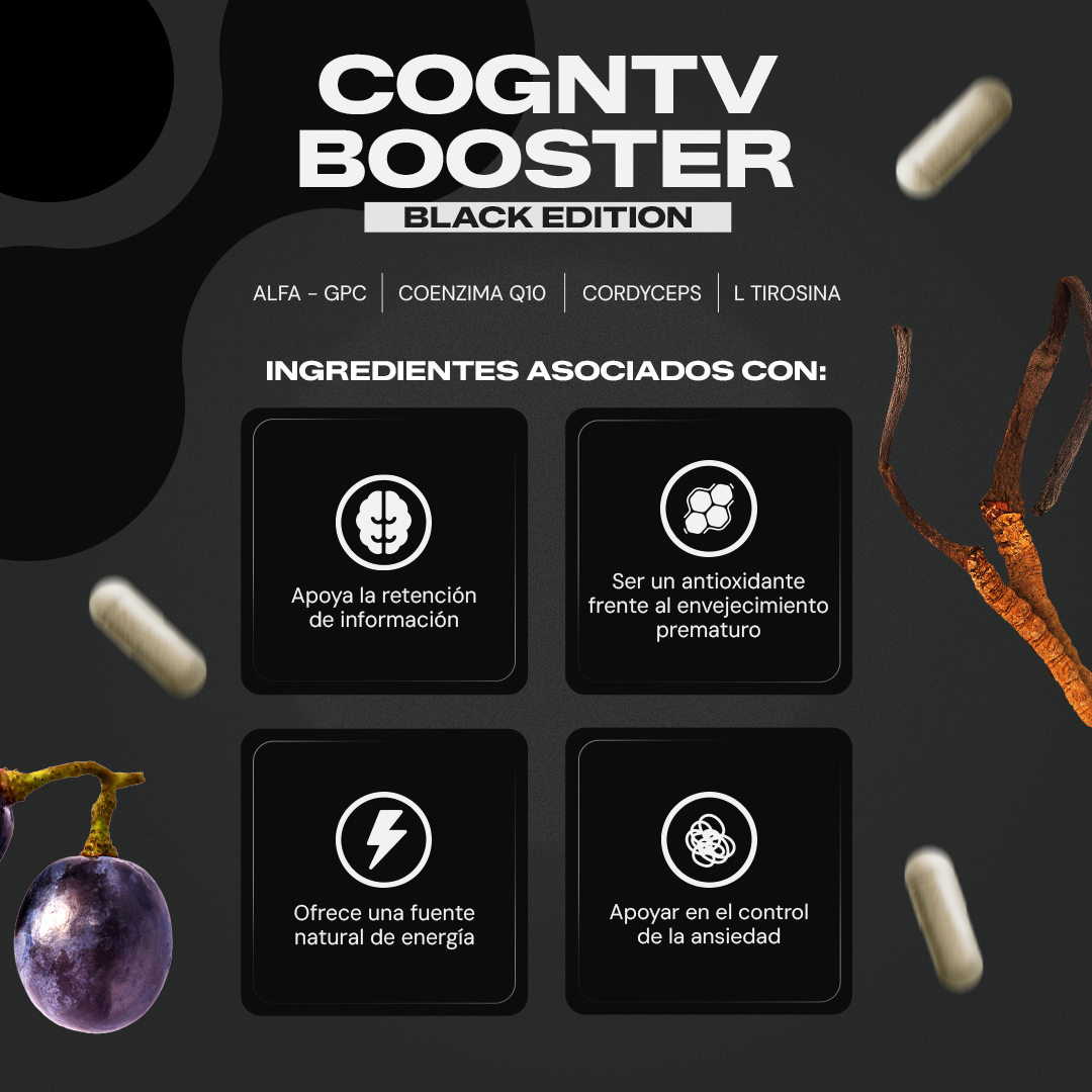 Cognitive Booster Black | Alpha-GPC con L-Teanina y CoQ10