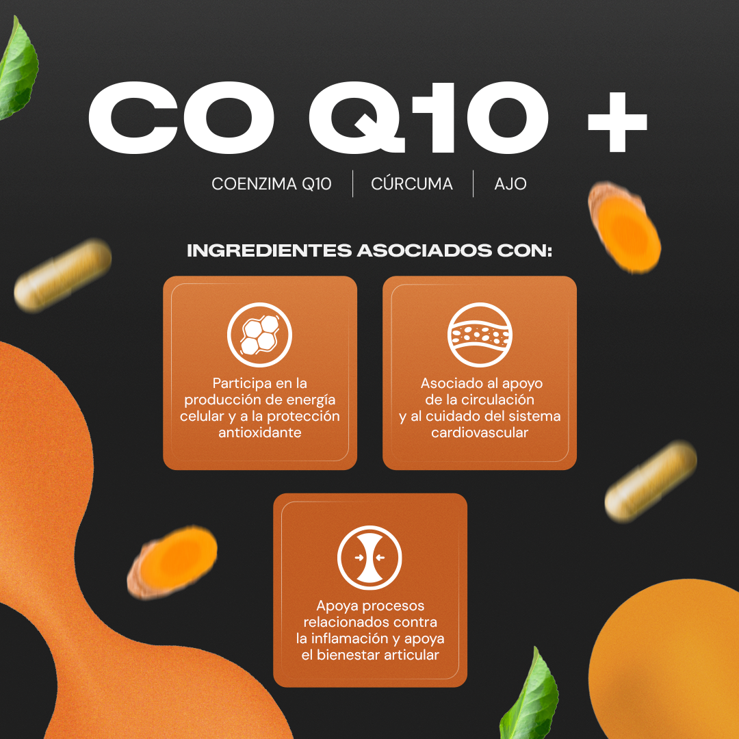 CO Q10+ | Coenzima Q10 con Cúrcuma y Ajo