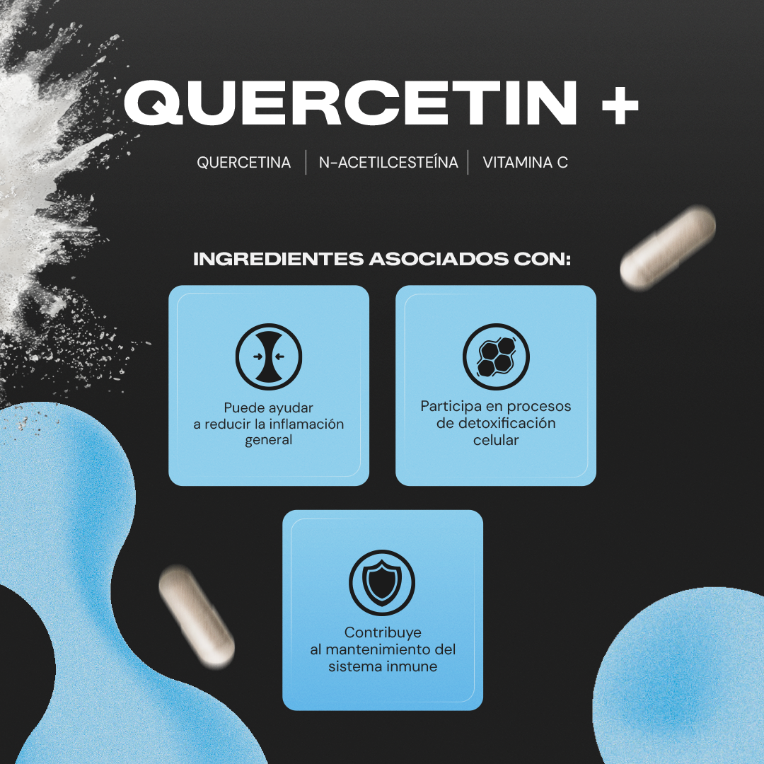 Quercetin+ | Quercetina con NAC, Vitamina C y Zinc - 1 g por porción