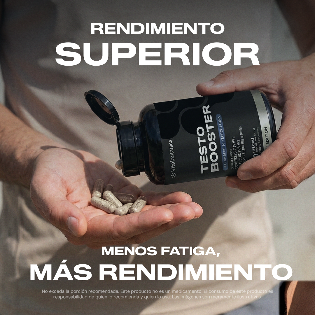 Ingredientes Testo Booster Black Vitalbotanics – Maca Negra, Cordyceps y Creatina naturales