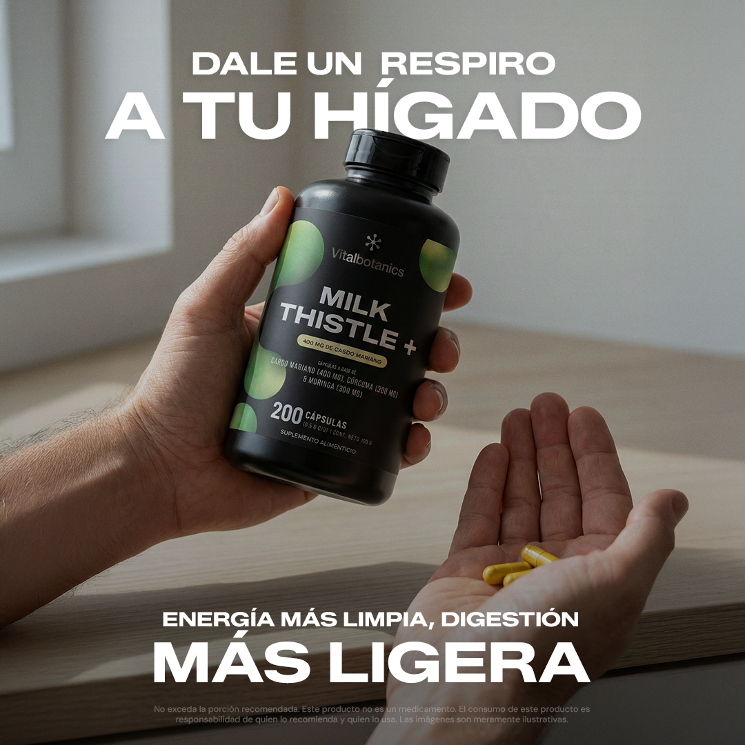 Ingredientes Milk Thistle+ Vitalbotanics – Cardo Mariano, Cúrcuma y Moringa de origen natural