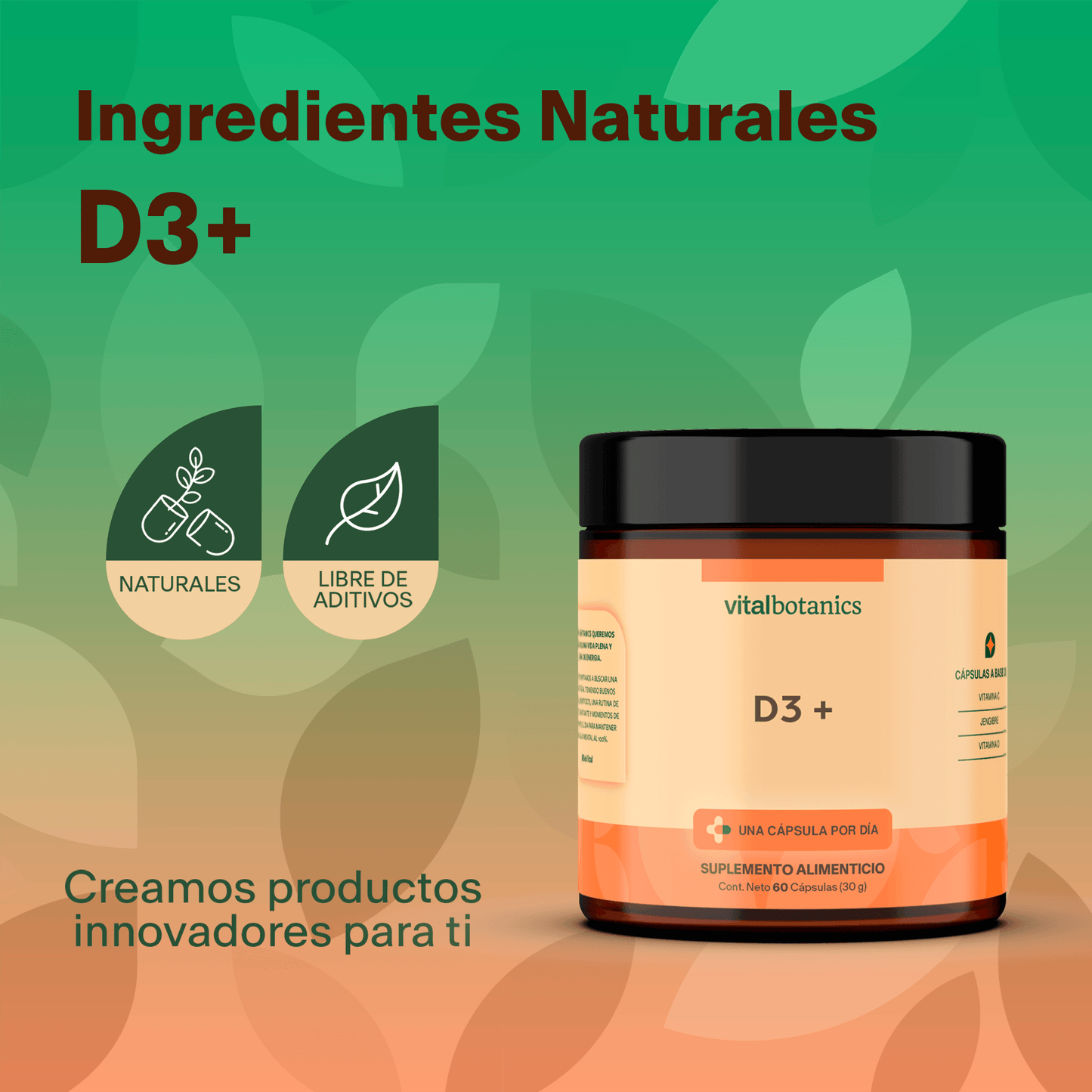COMPLEJO VITAMINA C + D + JENGIBRE | Vitamina C, Vitamina D, Jengibre | D3 +