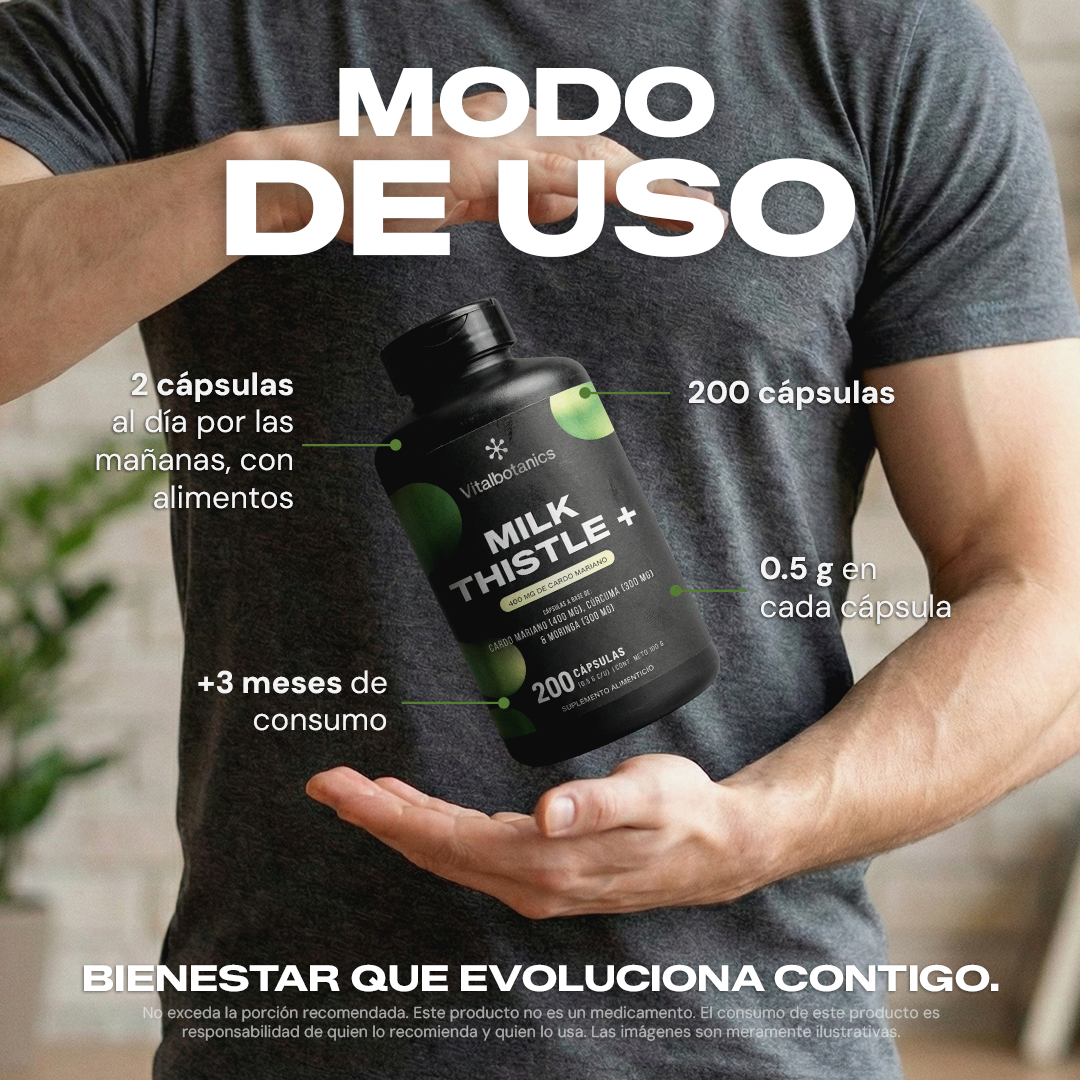 Modo de uso Milk Thistle+ Vitalbotanics – dosis recomendada de Cardo Mariano
