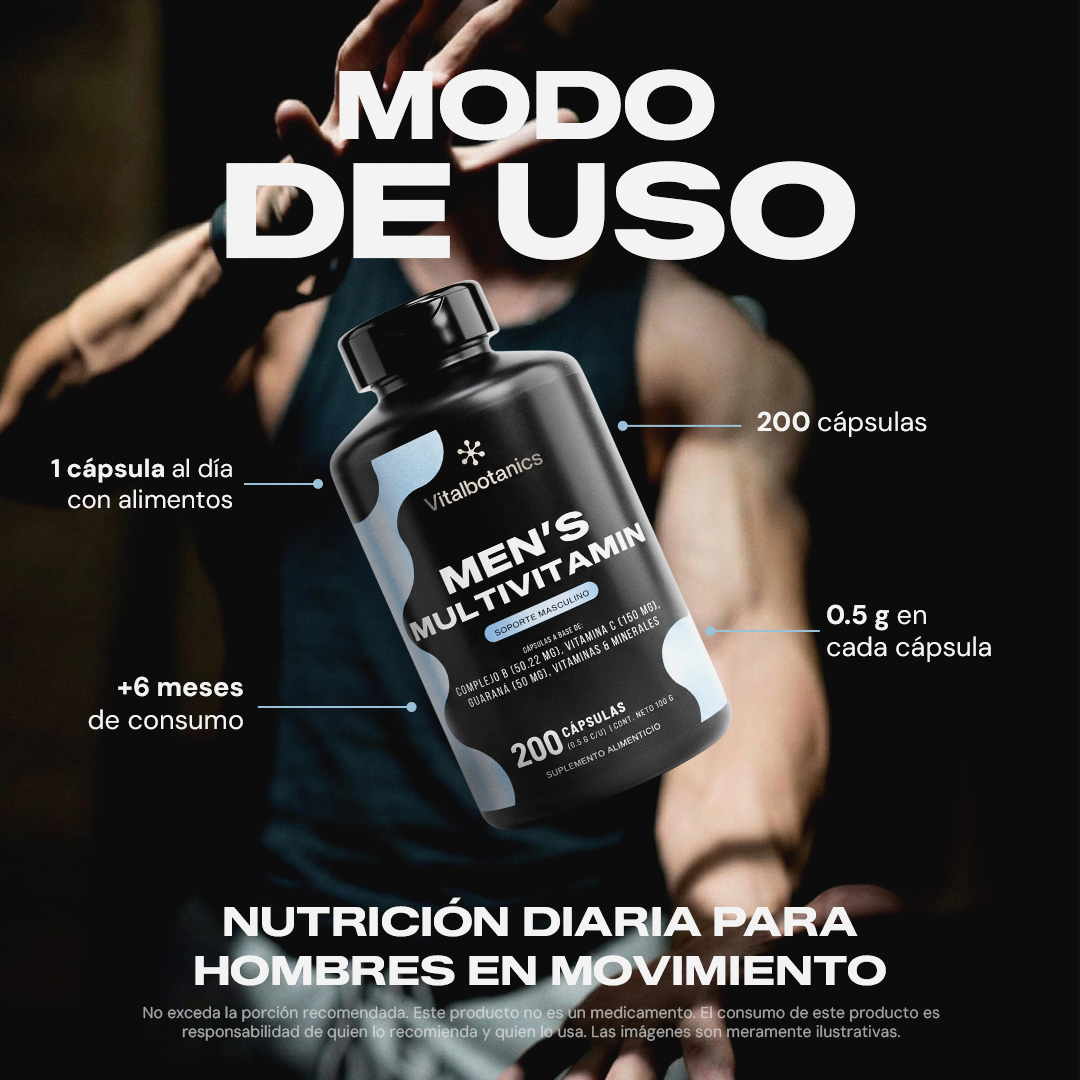 Men's Multivitamin | Creatina, Guaraná, Zinc y Vitaminas B en Cápsulas