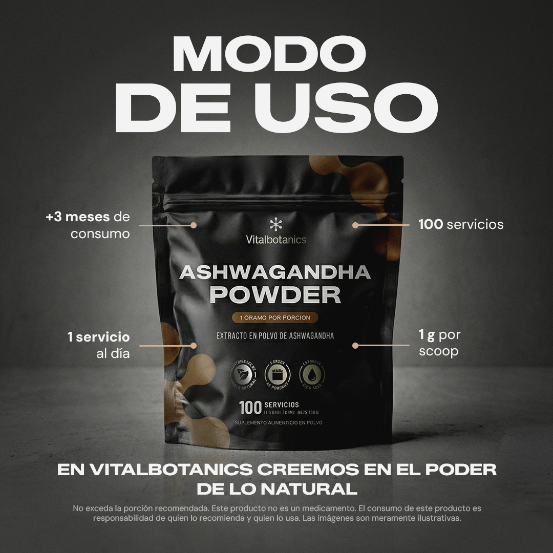 Modo de uso Ashwagandha Powder Vitalbotanics – cómo tomar el polvo de Ashwagandha