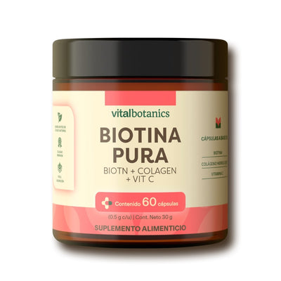 Colágeno, Biotina y Vitamina C en cápsulas Vitalbotanics – 60 piezas