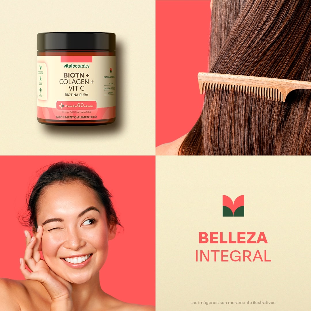 Modo de uso Colágeno, Biotina y Vitamina C Vitalbotanics – dosis recomendada diaria