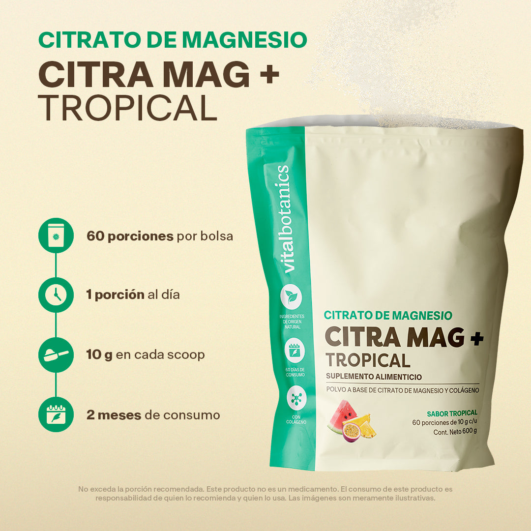 Citrato De Magnesio en Polvo Sabor Frutas Tropicales - VitalBotanics