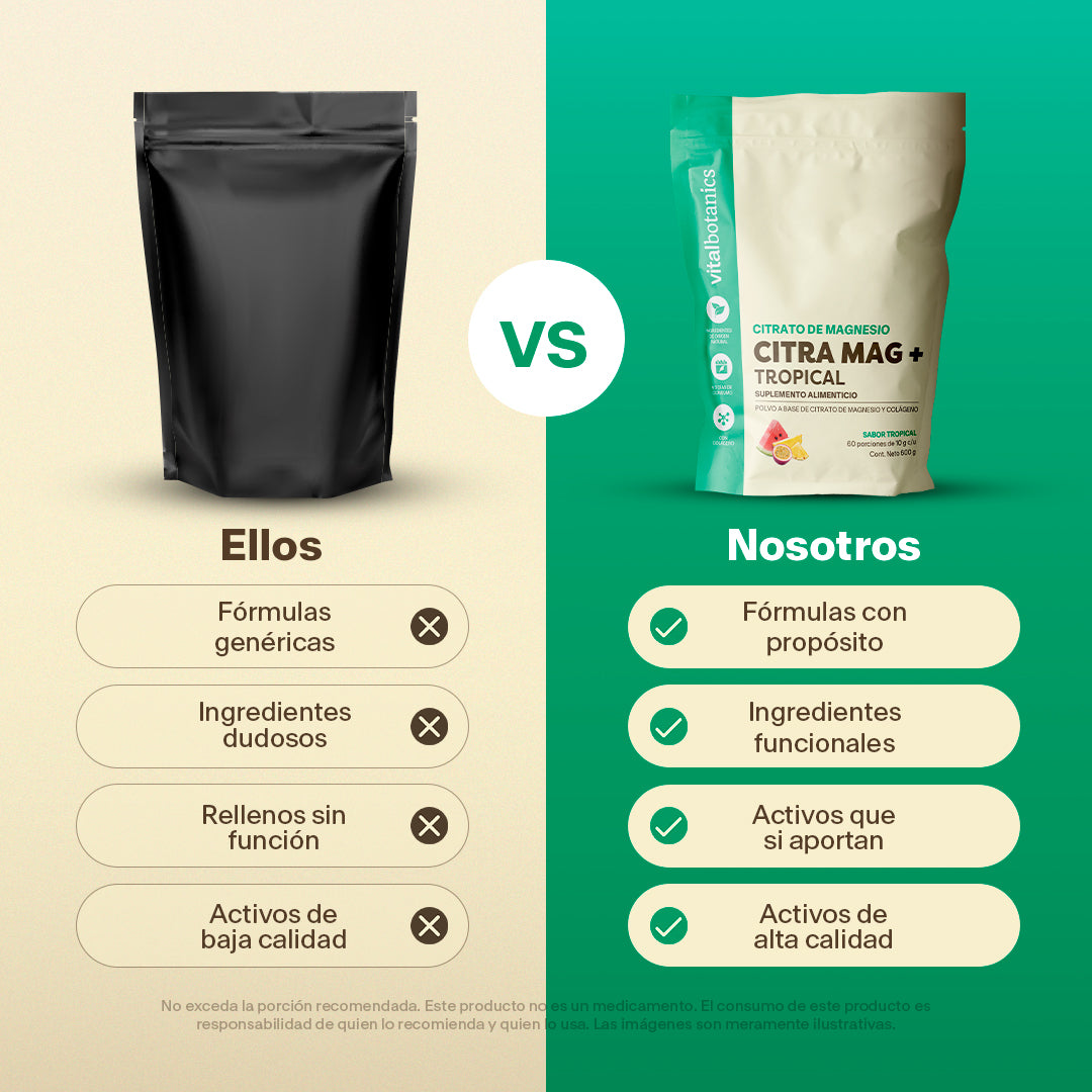 Citrato De Magnesio en Polvo Sabor Frutas Tropicales - VitalBotanics