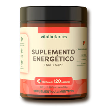 Frasco de Energy Supp Vitalbotanics – complejo energético de vitaminas y minerales en cápsulas