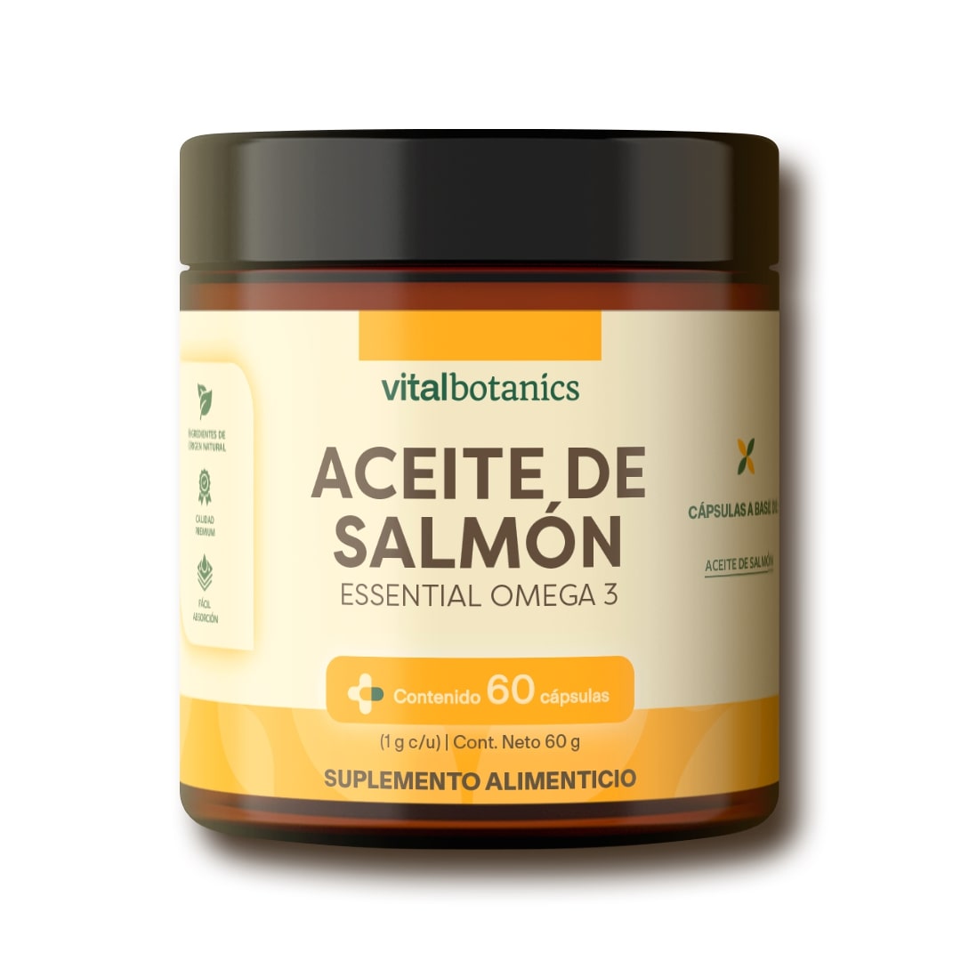 Aceite de Salmón con EPA, DHA y Vitamina E en cápsulas Vitalbotanics – 60 piezas