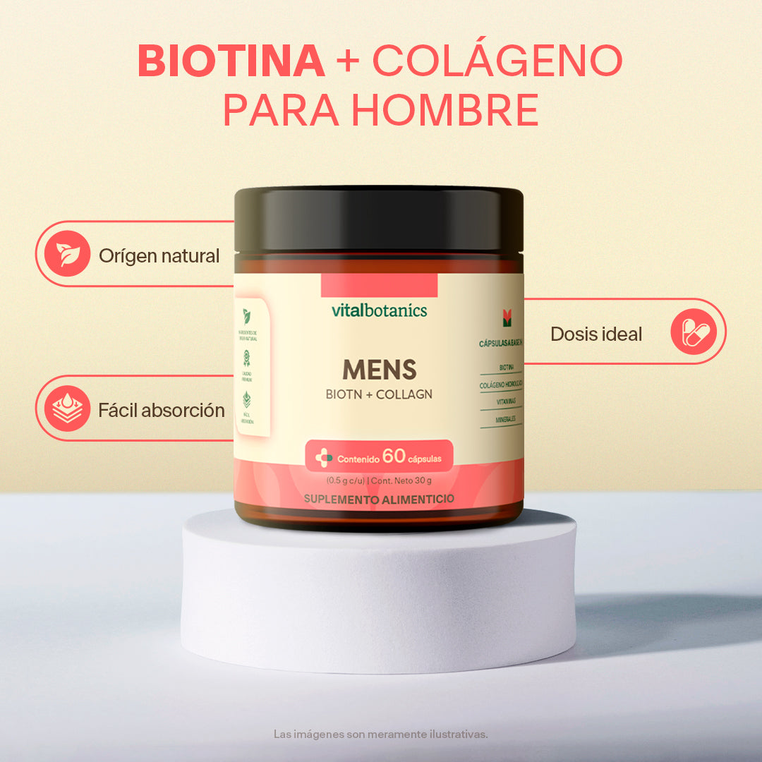 Colágeno y biotina para hombres (60 Cápsulas) - VitalBotanics
