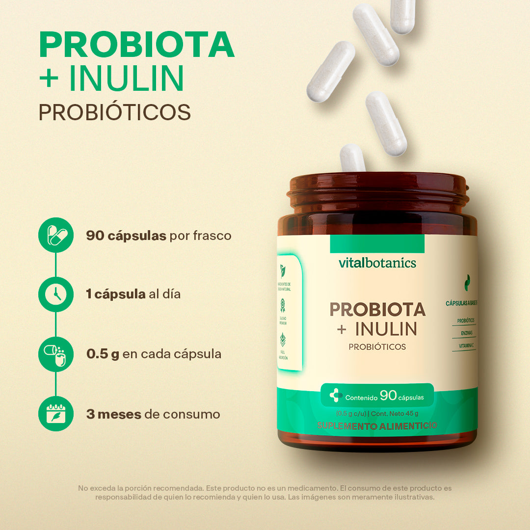 PROBIOTA + INULIN | Probióticos e Inulina de Agave – 90 Cápsulas