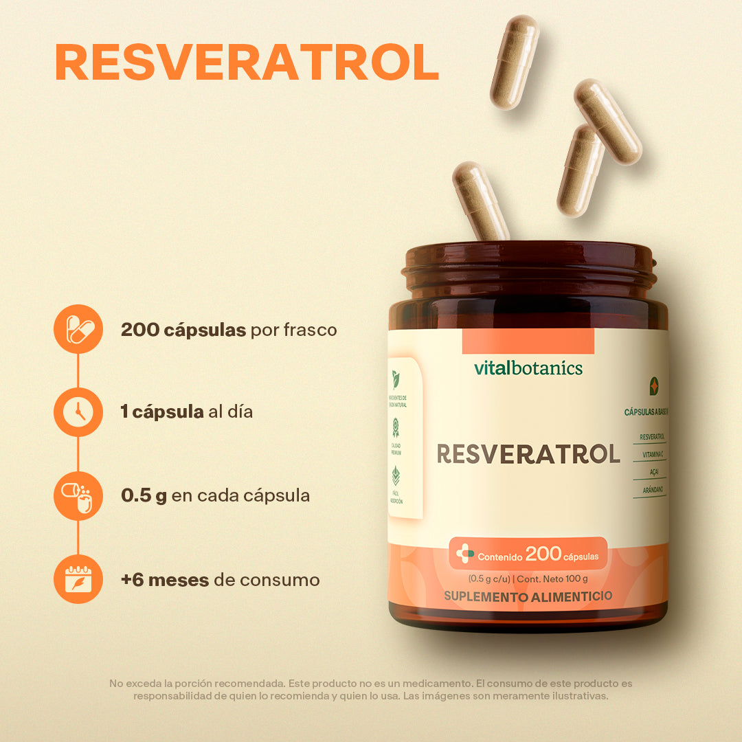 RESVERATROL | Arándano, Açaí y Vitamina C – 200 Cápsulas Antioxidante