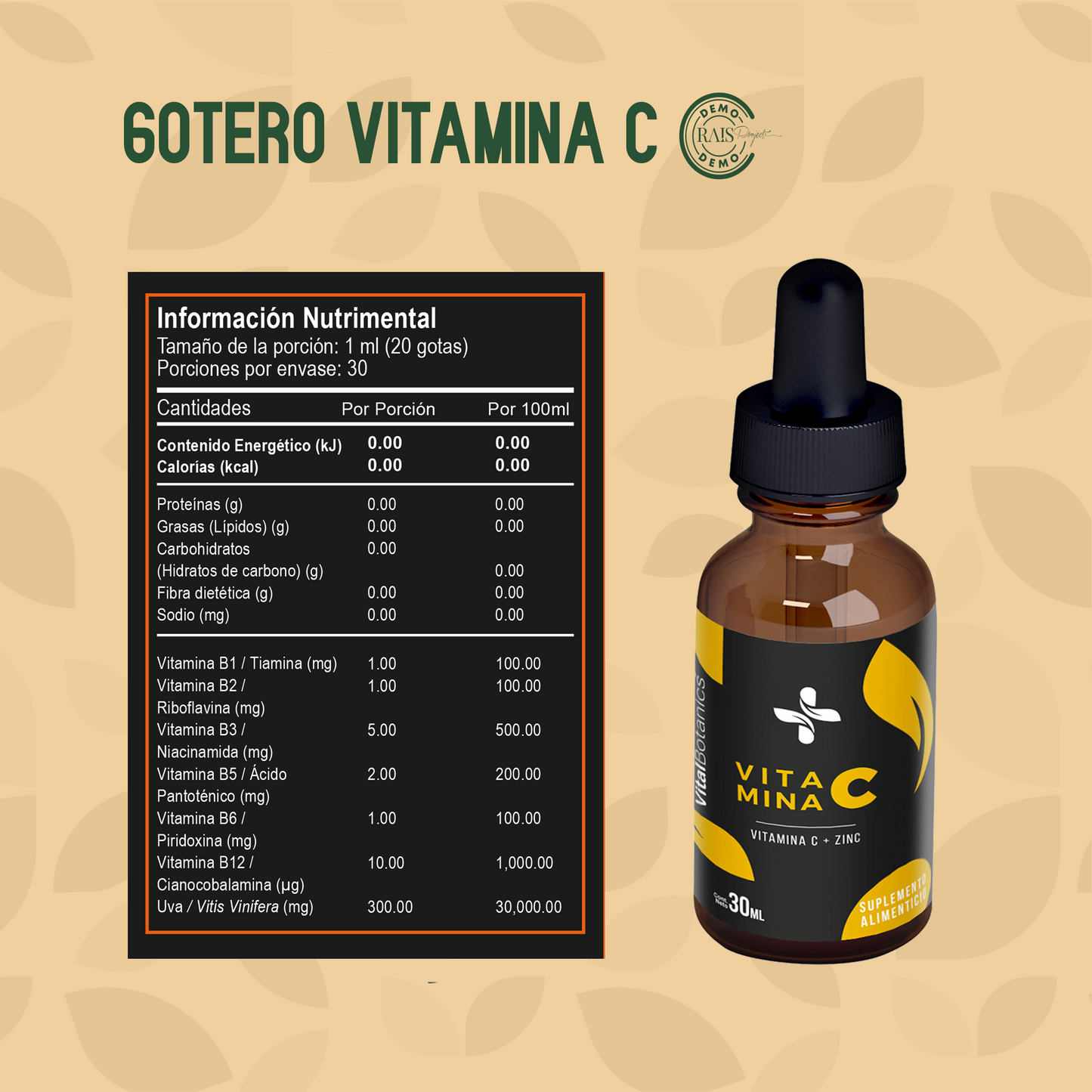 Gotero Vitamina C + Zinc. 30ml