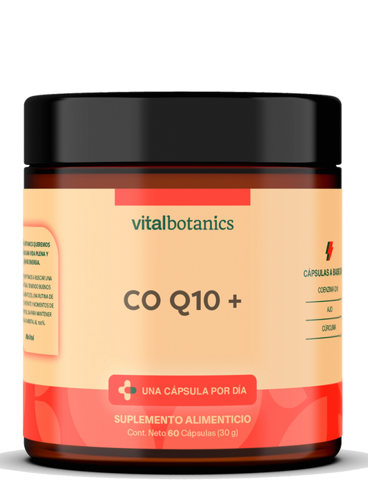 CO Q10 + | Coenzima Q10 con Ajo y Cúrcuma. 60 cápsulas de 500mg (2 meses). VitalBotanics. Suplementos Alimenticios. Multivitaminico. Libre de Gluten y Aditivos. Apto Dieta Keto.