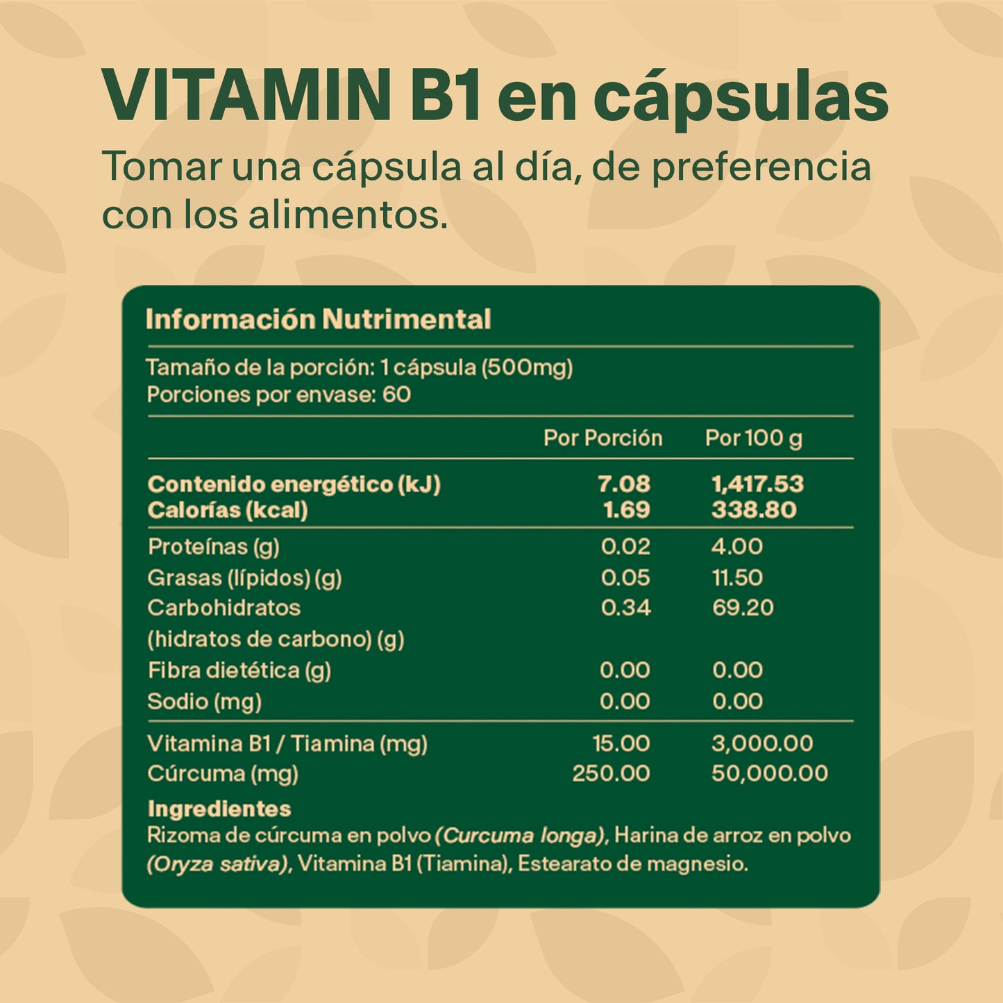 Vitamina B1 Tiamina | 200 cápsulas de 500mg