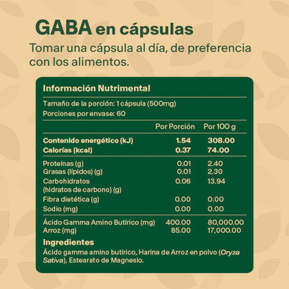 GABA | 60 cápsulas de 500mg