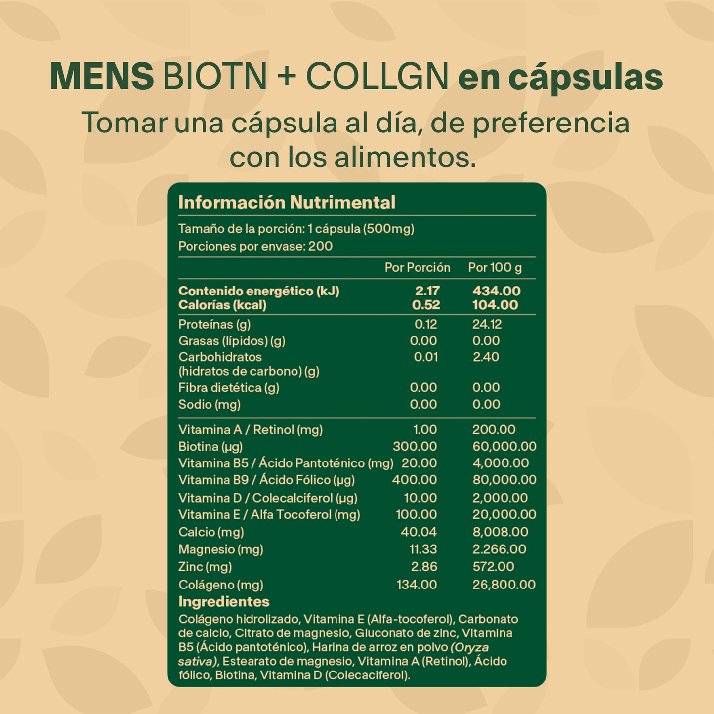 MENS BIOTN + COLLAGN  | Colágeno Hidrolizado para Hombre