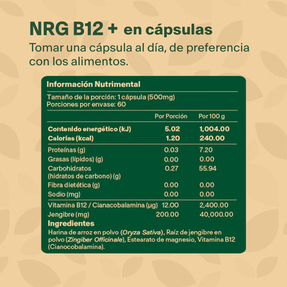 NRG B12 + | Vitamina B12 + Jengibre