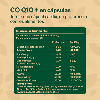 CO Q10 + | Coenzima Q10 + Ajo + Cúrcuma