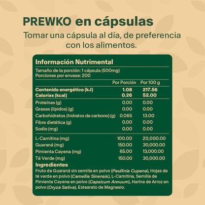 Pre Workout | L-Carnitina, Cafeína, Guaraná, Té verde y Cayena