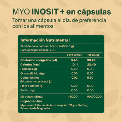 Inositol Puro | 200 cápsulas de 500mg.