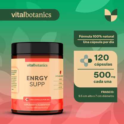 ENRGY SUPP| Vitamina C, Café Verde y Guaraná con 120 Cápsulas de 500 mg