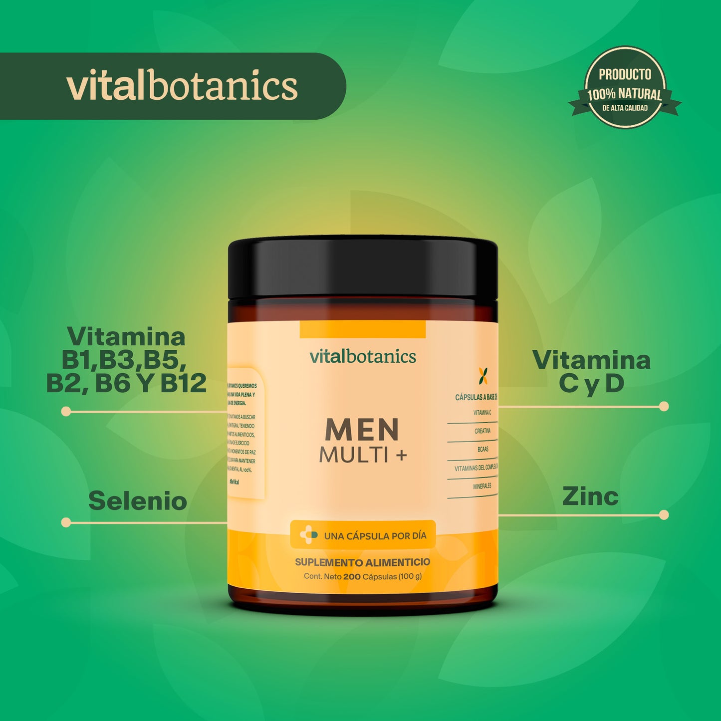 MEN Multi Vitamin+ | Multivitamínico para hombre, BCAAS, Creatina y Complejo de Vitaminas B