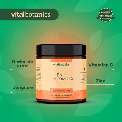 Zinc + | Vitamina C, Jengibre, Zinc.