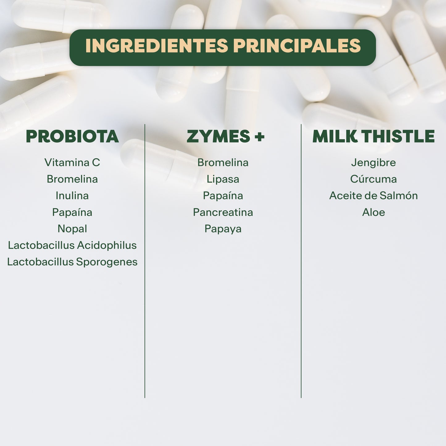 KIT PROBIÓTICOS | DIGESTIÓN | PROBIOTA + INULIN , ZYMES +, MILK THISTLE CARDO MARIANO