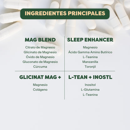 KIT SLEEP WELLNESS | MAG BLEND, SLEEP ENHACER, GLICINAT MAG +, L-TEAN + INOSTL