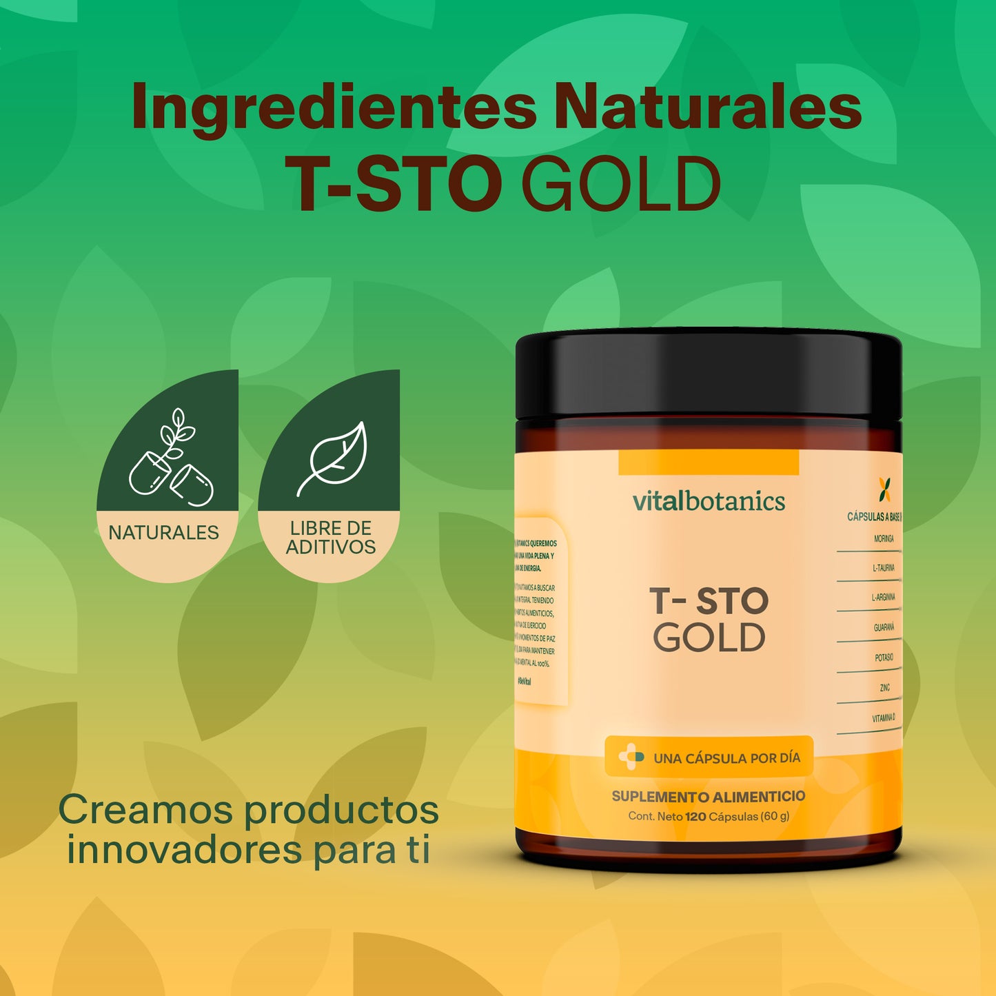 T-STO GOLD | Vitamina D, Potasio, Zinc, L-Arginina, L-Taurina, Guaraná y Moringa