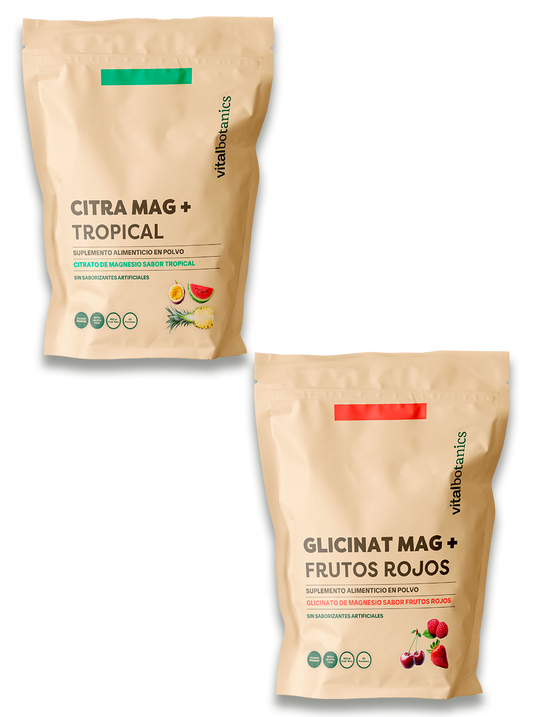 KIT MAGNESIOS POLVO FRUTAS | SUEÑO Y DIGESTIÓN | GLICINATO Y CITRATO MAG