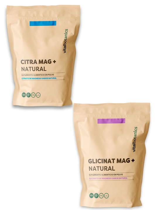 KIT MAGNESIOS POLVO NATURAL | SUEÑO Y DIGESTIÓN | GLICINATO Y CITRATO MAG