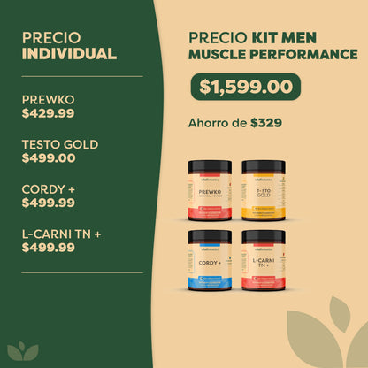 KIT MEN MUSCLE PERFORMANCE | T-STO GOLD, L-CARNI TN +, PREWKO, CORDY +