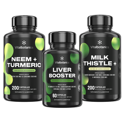 Kit Liver Detox Vitalbotanics – Liver Booster, Milk Thistle y Neem + Turmeric