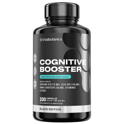 Cognitive Booster Black | Alpha-GPC con L-Teanina y CoQ10 - VitalBotanics