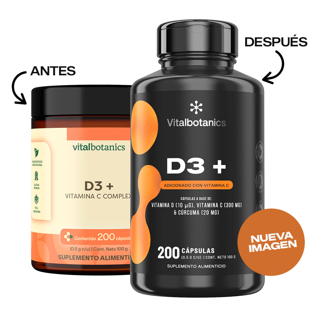 D3+ | Vitamina D3 con Vitamina C y Cúrcuma en Cápsulas